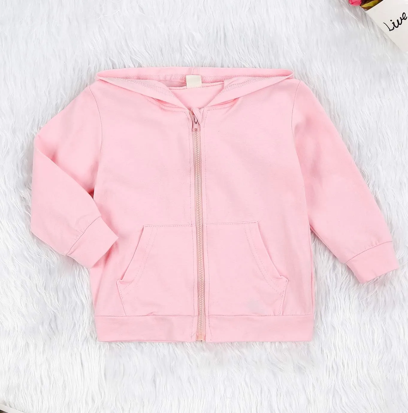 Imcute Baby Zip Up Hoodie, Unisex inflant Toddler Long Sleeve Sweatshirts Lightweight Jacket Hooded Coats Fall Winter Outfits