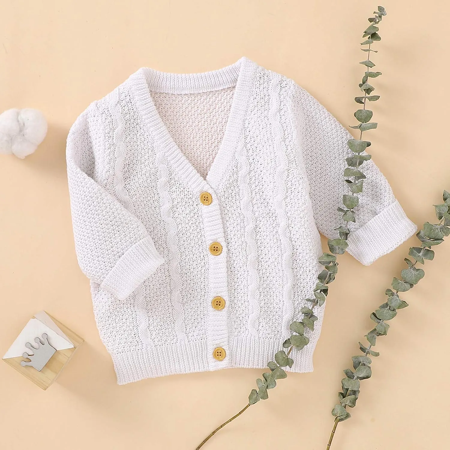 Infant Baby Boy Girl Long Sleeve Knitted Sweater Button Cardigan Coat Twist Knitwear Jacket Winter Warm Clothes