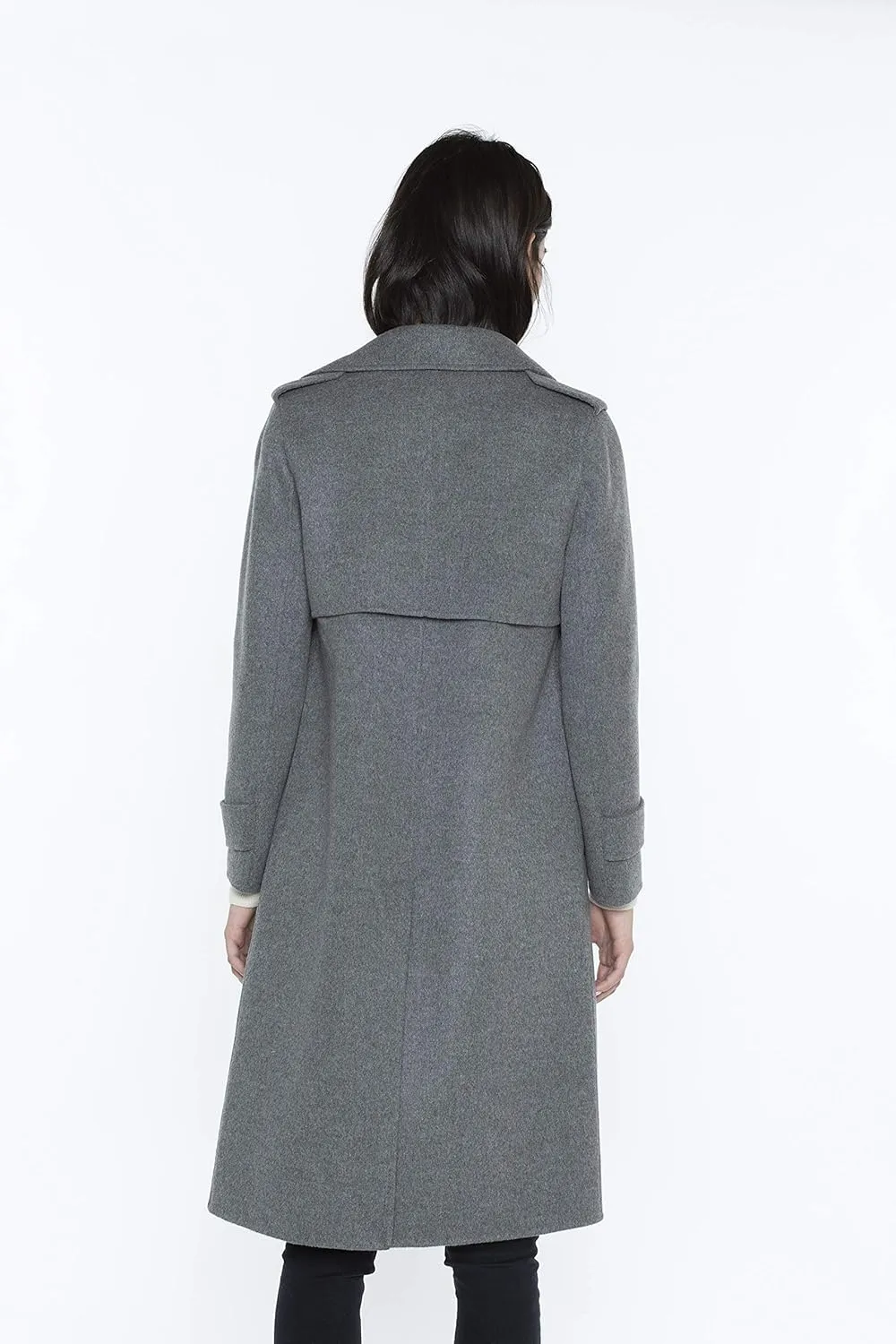 JENNIE LIU Women's Cashmere Wool Double-Faced Trench Coat