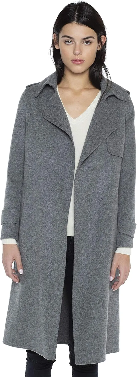 JENNIE LIU Women's Cashmere Wool Double-Faced Trench Coat