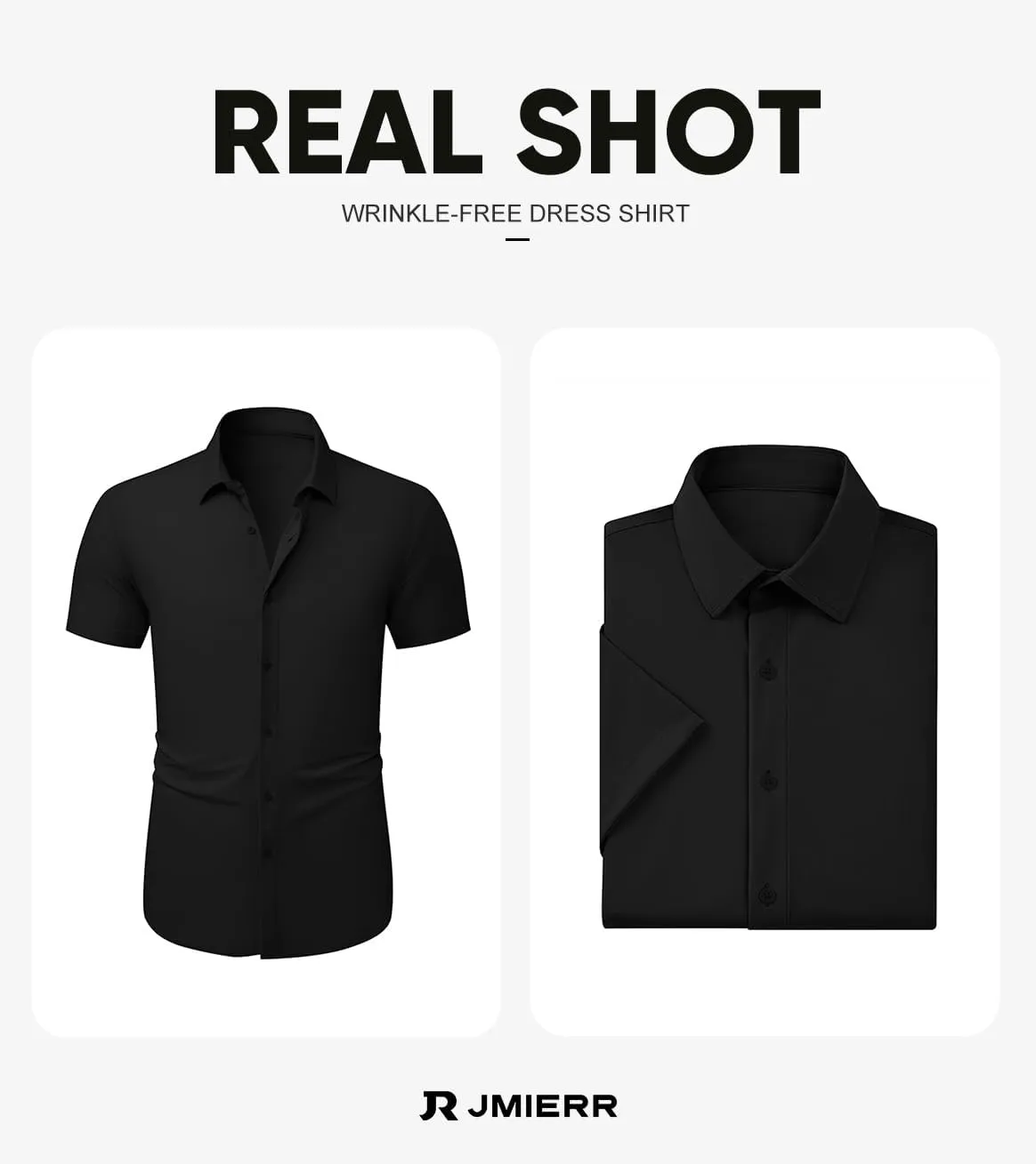 JMIERR Men's Muscle Fit Dress Shirts Summer Casual Button Down Short Sleeve High Stretch Wrinkle-Free Shirt