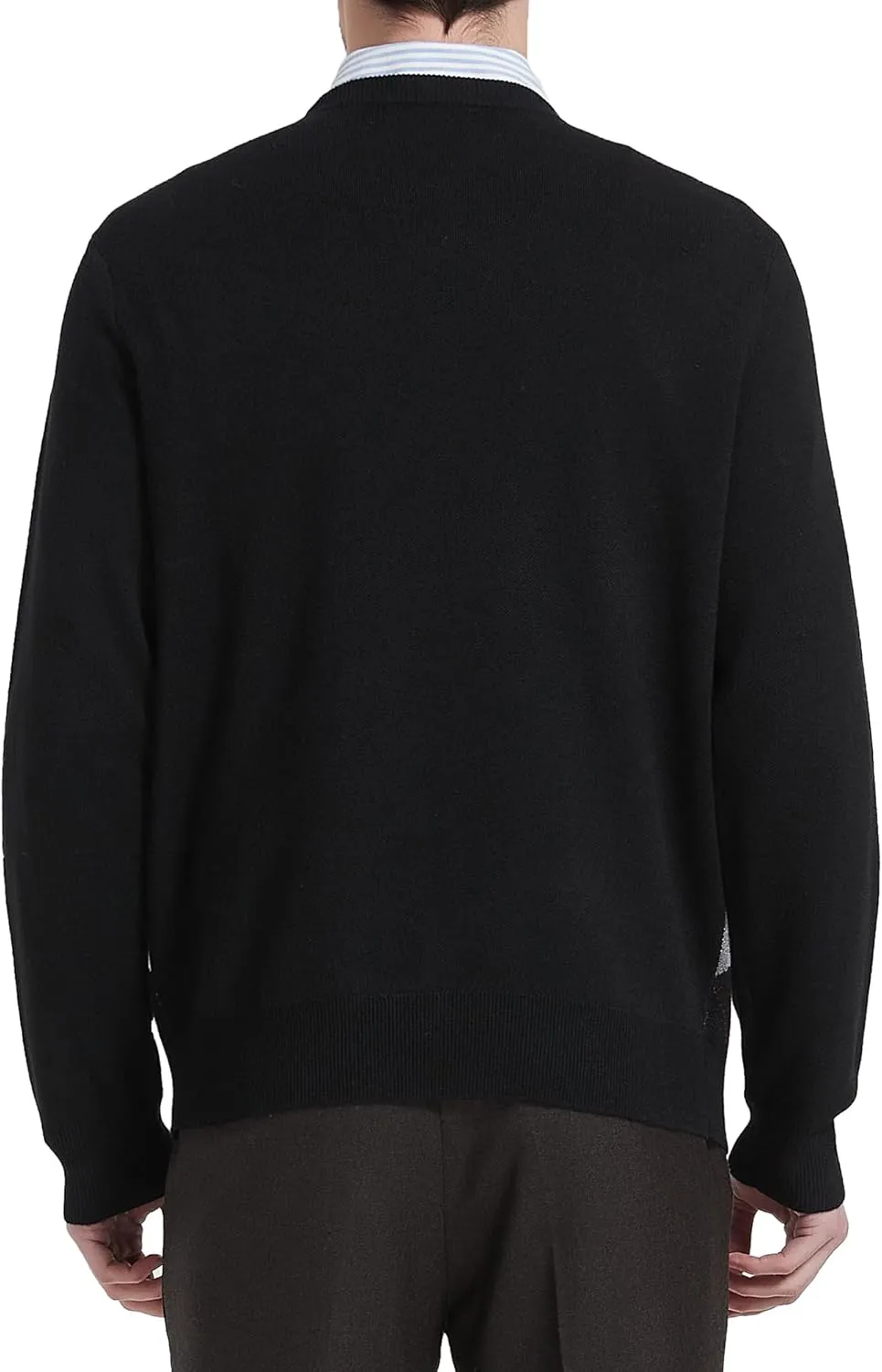 Kallspin Men's Wool Blend Crewneck Sweater Argyle Long Sleeve Pullover Sweater for Casual Or Dressy Wear
