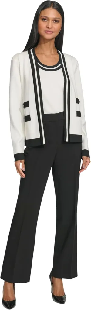 KARL LAGERFELD PARIS Women's Business Casual Lightweight Knit Cardigan