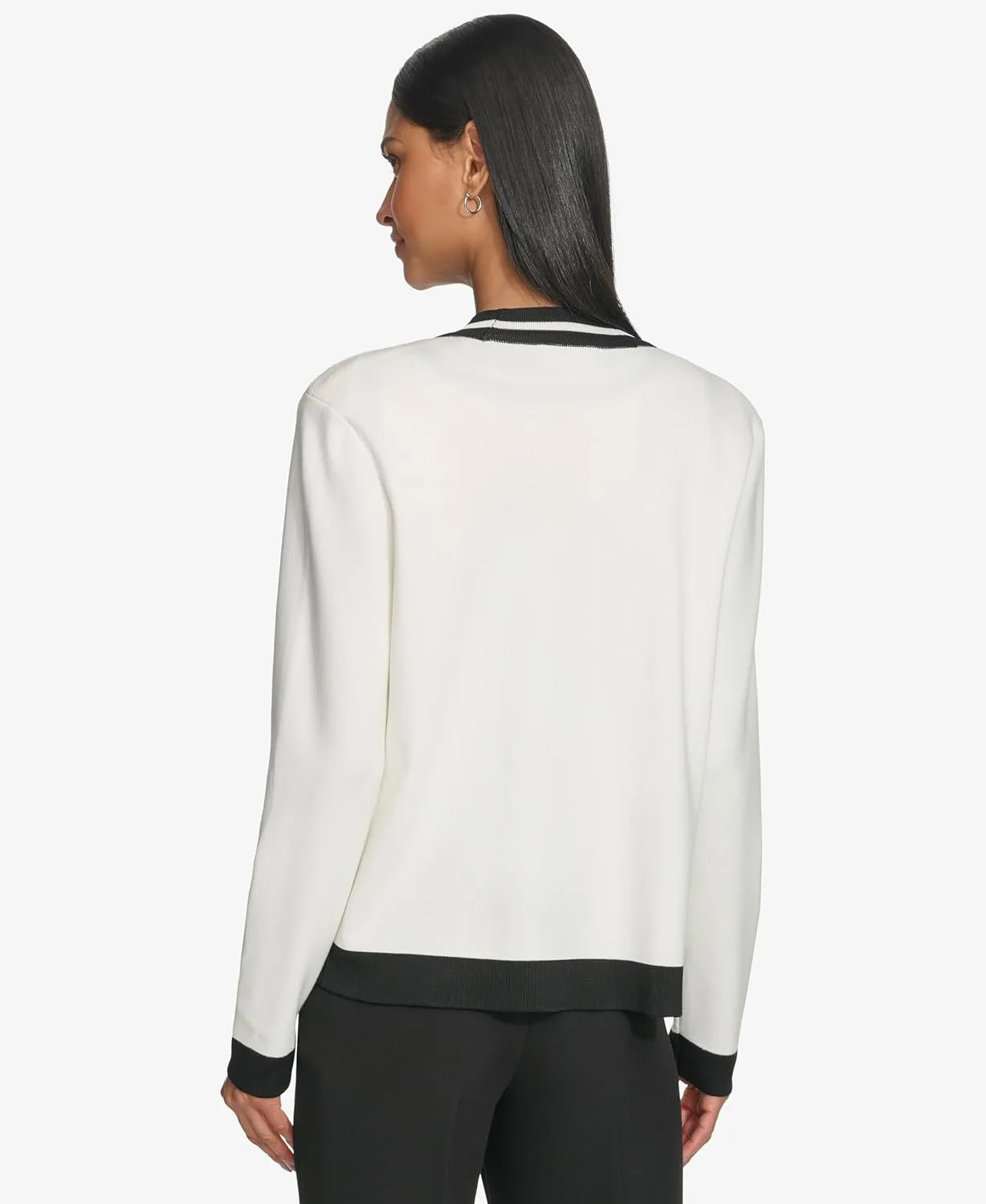 KARL LAGERFELD PARIS Women's Business Casual Lightweight Knit Cardigan