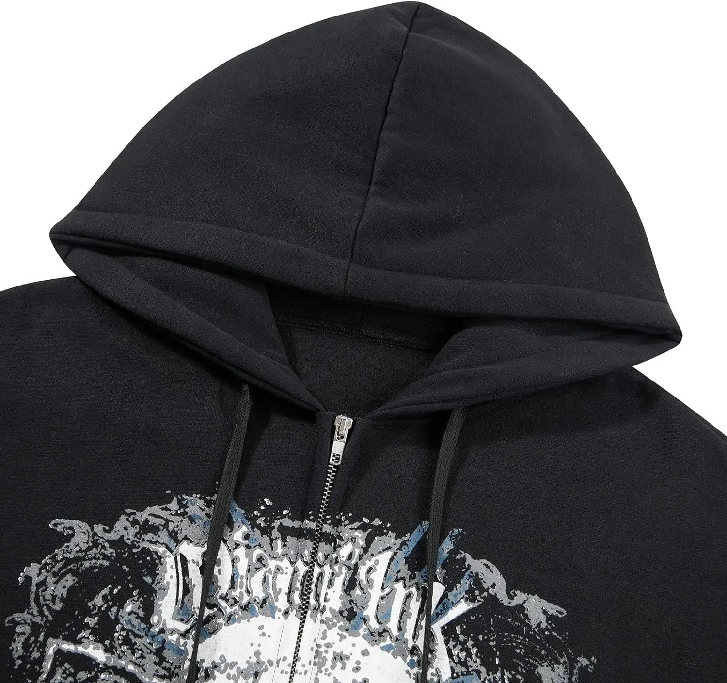 Karwuiio Women Men Zip Up Hoodie Y2k Vintage Graphic Oversized Sweatshirt Jacket Pullover Coats Gothic Streetwear