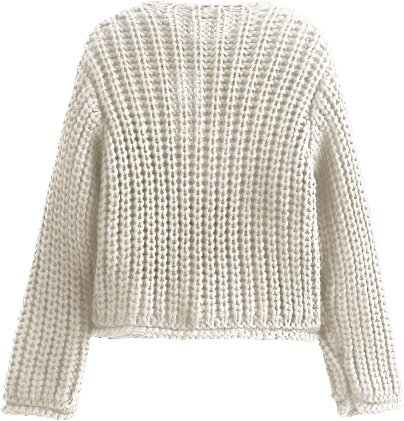 KEOMUD Women Button Down Cardigan Sweater Casual Long Sleeve Crewneck Cropped Chunky Knit Outerwear with Pockets