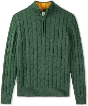 Kid Nation Boys Sweater 100% Cotton Quarter Zip Sweater Kids Cable Knit Casual Pullover (Previously Amazon Essentials)