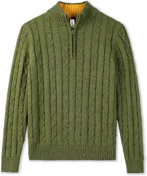 Kid Nation Boys Sweater 100% Cotton Quarter Zip Sweater Kids Cable Knit Casual Pullover (Previously Amazon Essentials)