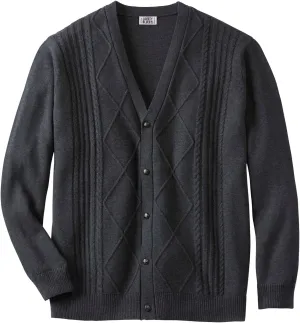 KingSize Men's Big & Tall Shoreman's Cardigan Cable Knit Sweater