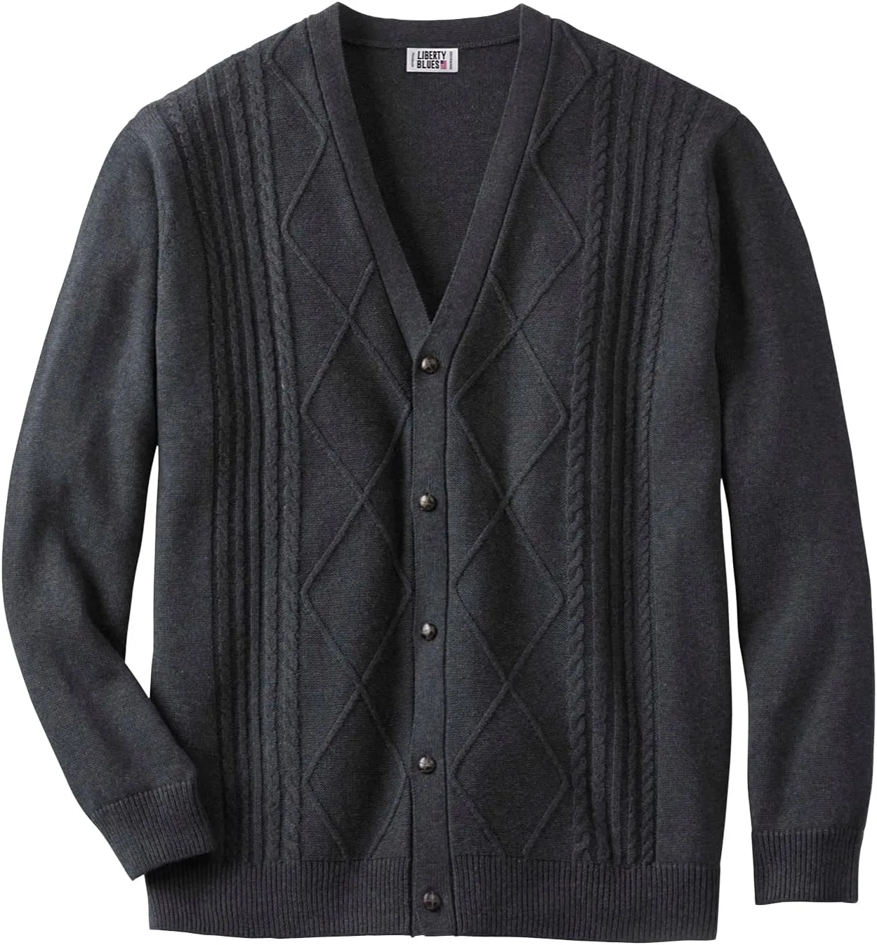 KingSize Men's Big & Tall Shoreman's Cardigan Cable Knit Sweater