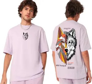 KSHS Oversized Fit Typographic Printed Half Sleeve T-Shirt for Men