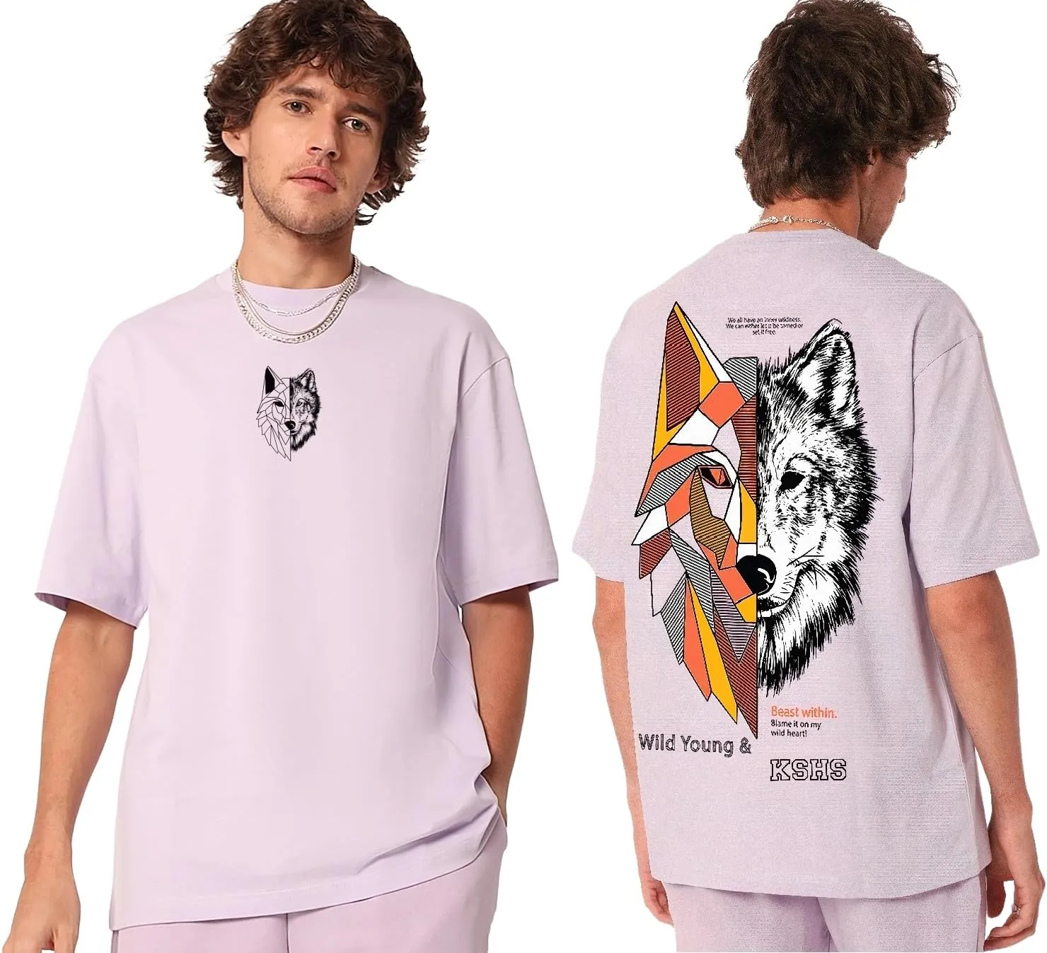 KSHS Oversized Fit Typographic Printed Half Sleeve T-Shirt for Men
