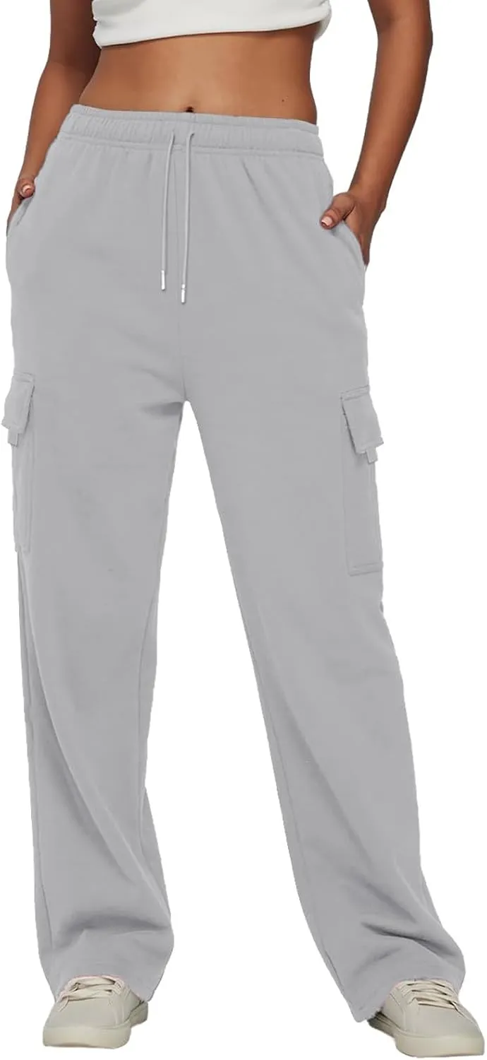 Ladies' Solid Drawstring Elastic Waist Pocket Pants Slacks 2XL Dresses for Women Plus Size