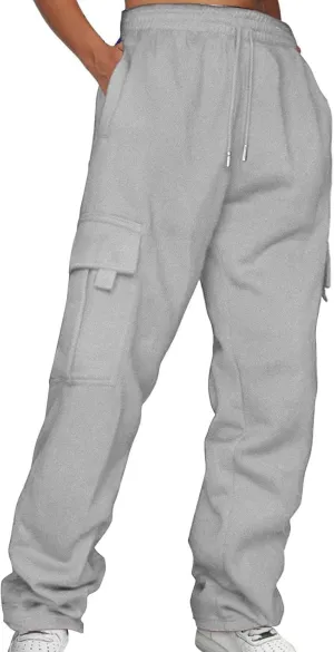 Ladies' Solid Drawstring Elastic Waist Pocket Pants Slacks 2XL Dresses for Women Plus Size