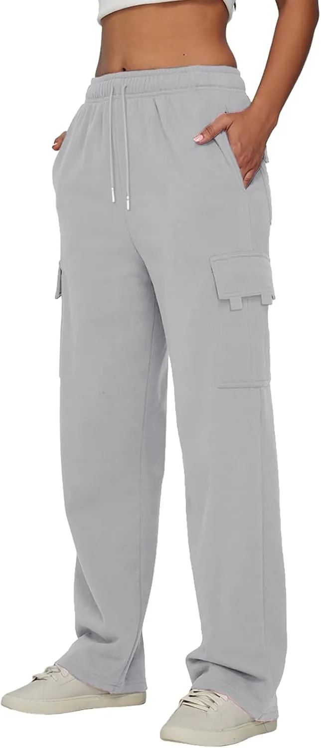 Ladies' Solid Drawstring Elastic Waist Pocket Pants Slacks 2XL Dresses for Women Plus Size