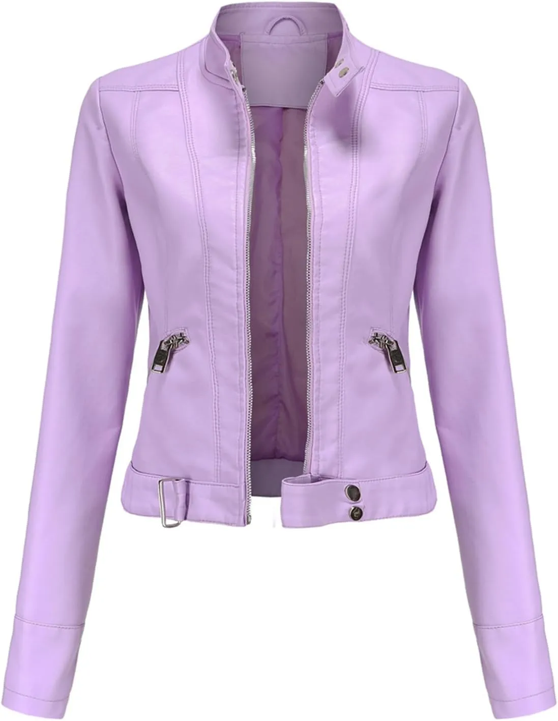 Leather Jacket for Women-Girl Faux Leather Jackets, Zip Up Motorcycle Short Pu Moto Biker Outwear Slim Fit Coat