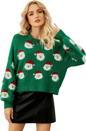 Lesmart Womens Ugly Christmas Sweater Funny Santa Funny Xmas Holiday Party Knitted Pullover