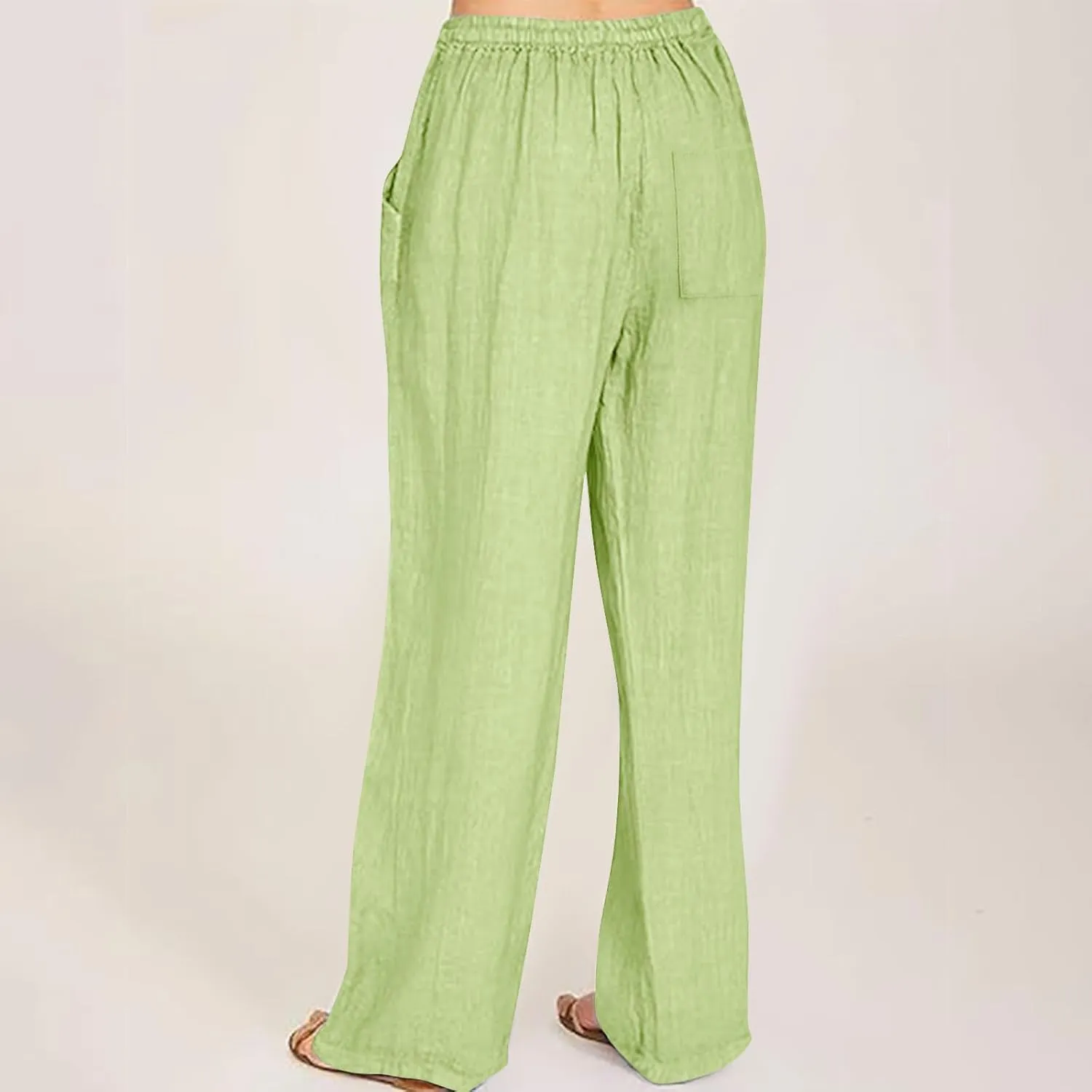 Linen Pants for Women Summer Boho Wide Leg Trouser High Waist Casual Lounge Pant Beach Travel Vacation Outfits