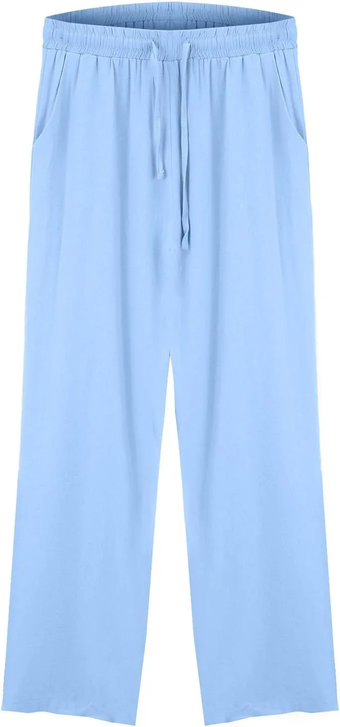 Linen Pants for Womens Summer Pants for Women 2025 Cotton & Linen Drawstring Trousers with Pockets for Travel Work