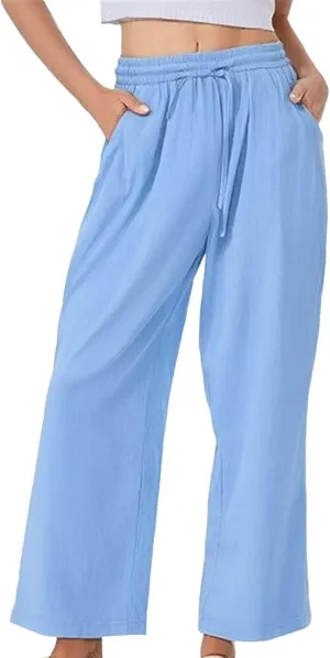 Linen Pants for Womens Summer Pants for Women 2025 Cotton & Linen Drawstring Trousers with Pockets for Travel Work