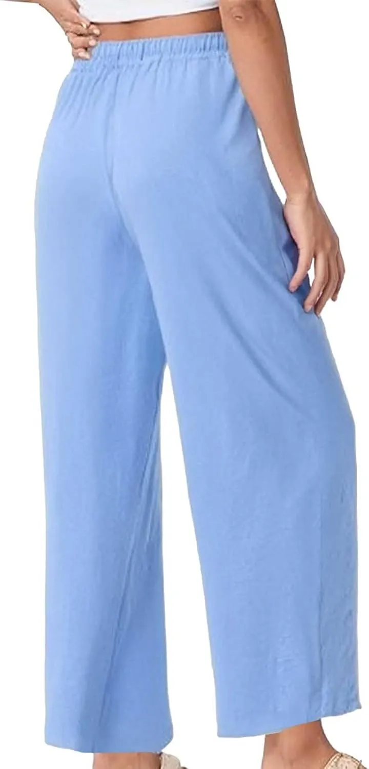 Linen Pants for Womens Summer Pants for Women 2025 Cotton & Linen Drawstring Trousers with Pockets for Travel Work