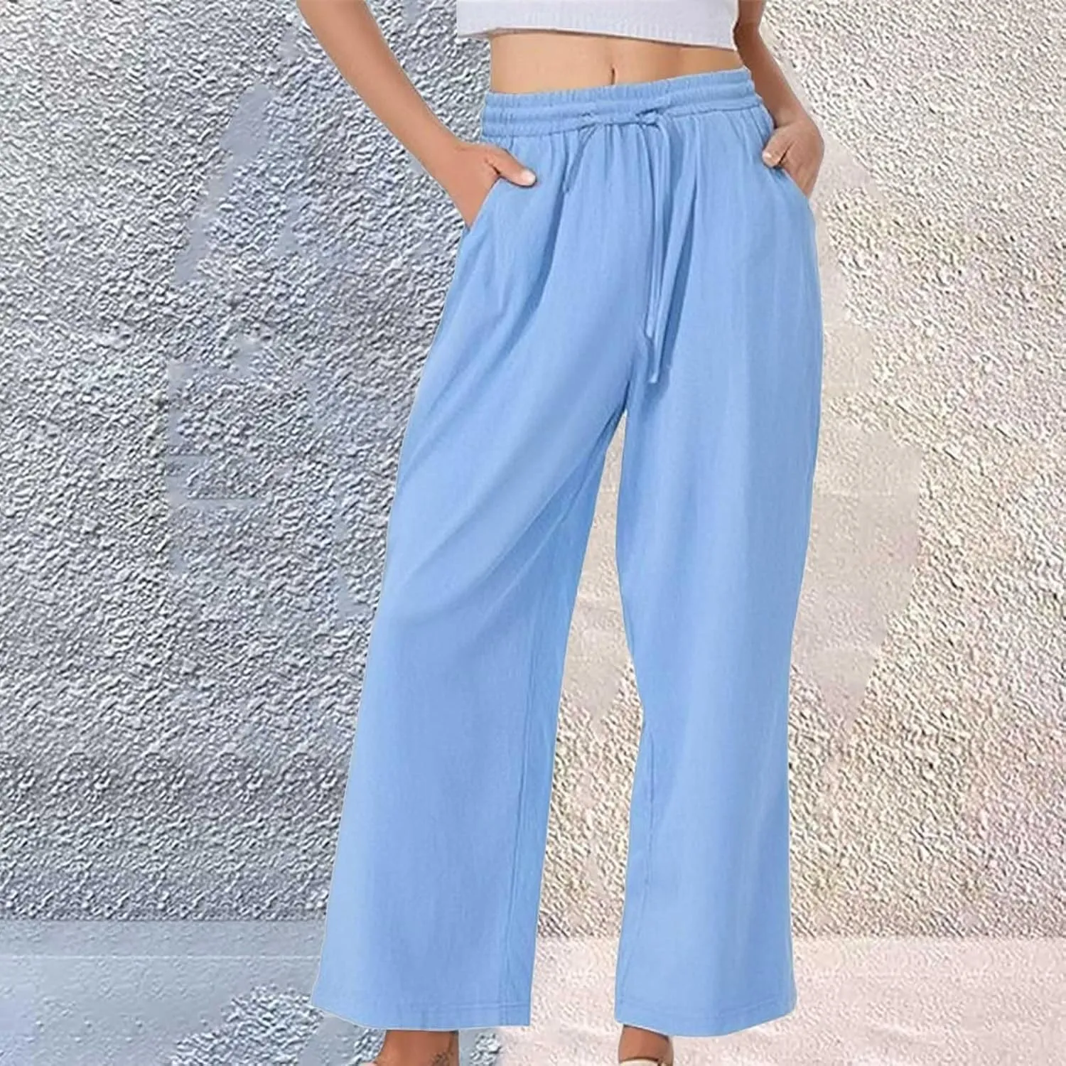 Linen Pants for Womens Summer Pants for Women 2025 Cotton & Linen Drawstring Trousers with Pockets for Travel Work