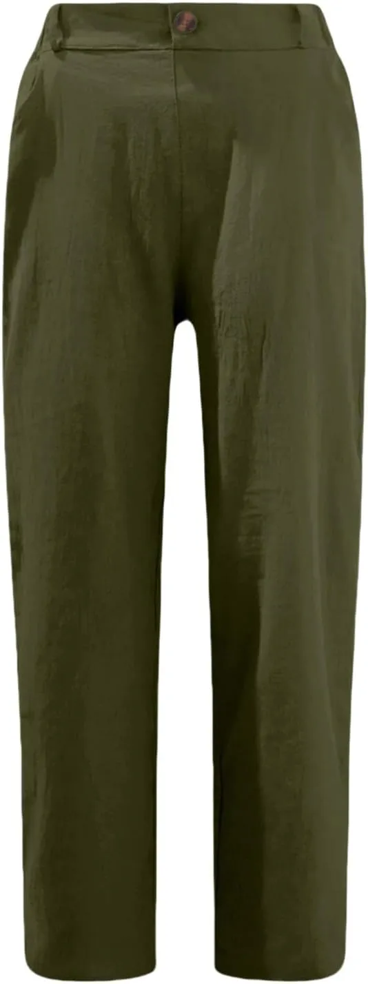 Linen Pants Women 2025 Capri Casual Elastic Waist Cropped Trouser Fashion Summer Resort Wear Beach Vacation Capris
