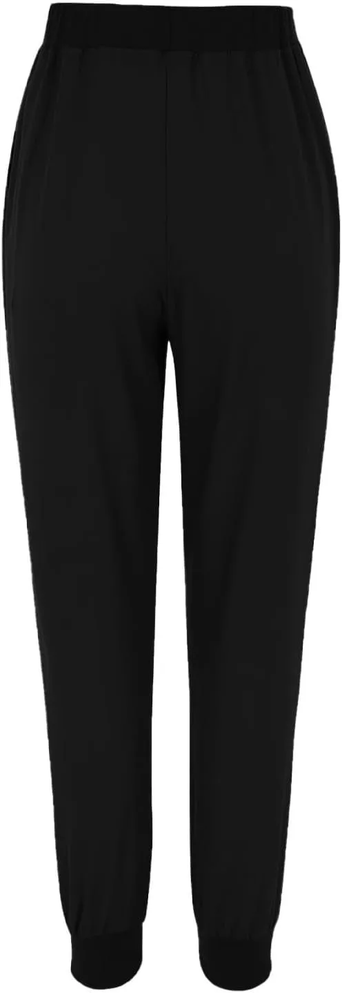 Linen Pants Women Dressy Pants Work Drawstring Elastic Waist Tapered Leg Summer Jogger Baggy Trousers with Pockets
