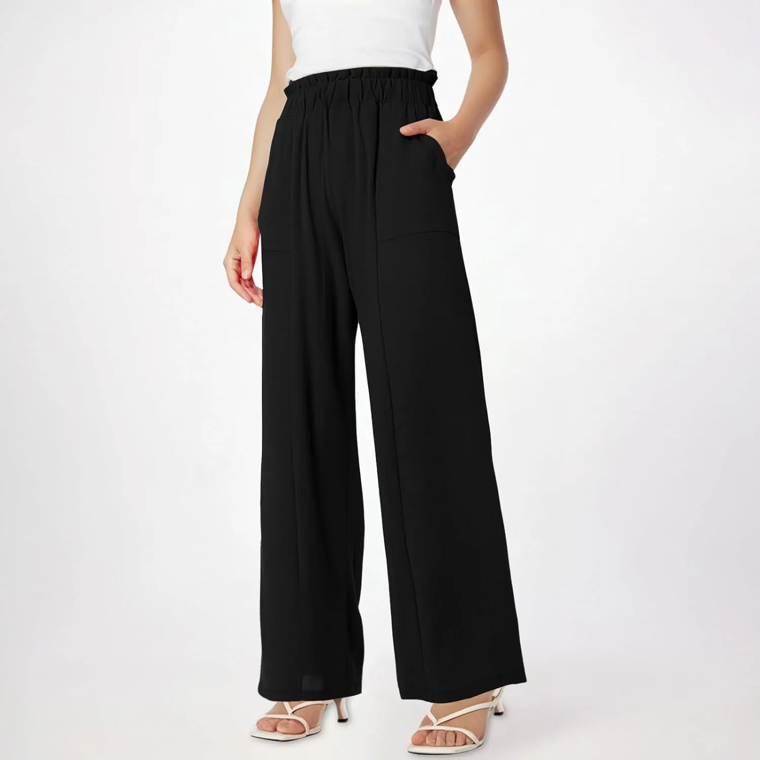 Linen Pants Women Wide Leg High Waist Casual Loose Palazzo Pants Summer Lightweight Flowy Beach Trousers Outfits 2025