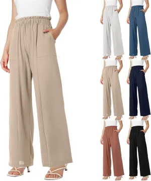 Linen Pants Women Wide Leg High Waist Casual Loose Palazzo Pants Summer Lightweight Flowy Beach Trousers Outfits 2025