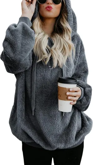 LOAIHA Western Fuzzy Fleece Hoodies for women Aztec Print Half Zip Sherpa Pullover Oversized Tribal Graphic Sweatshirts