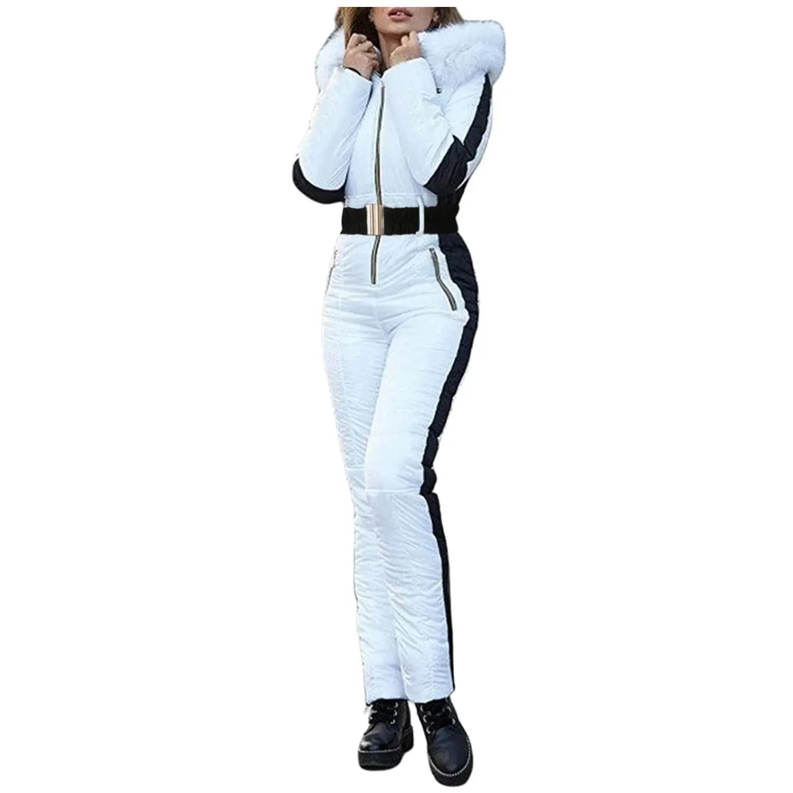 LVSANW Outdoor Ski Jumpsuit Thick Winter Warm Jumpsuit Woman'S Snowboard Skisuit Outdoor Sports Skiing Pant Set Zipper Ski Suit Clothes