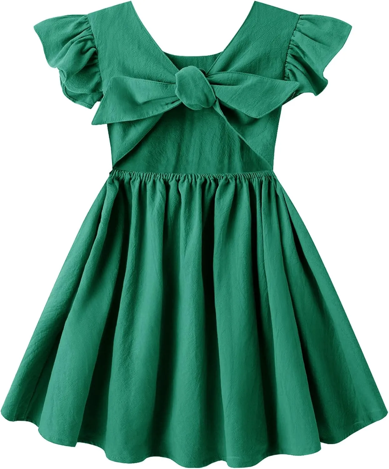 lymanchi Toddler Girls Linen Dress Ruffle Sleeveless Tie Back Halter Kid Baby Casual Dresses