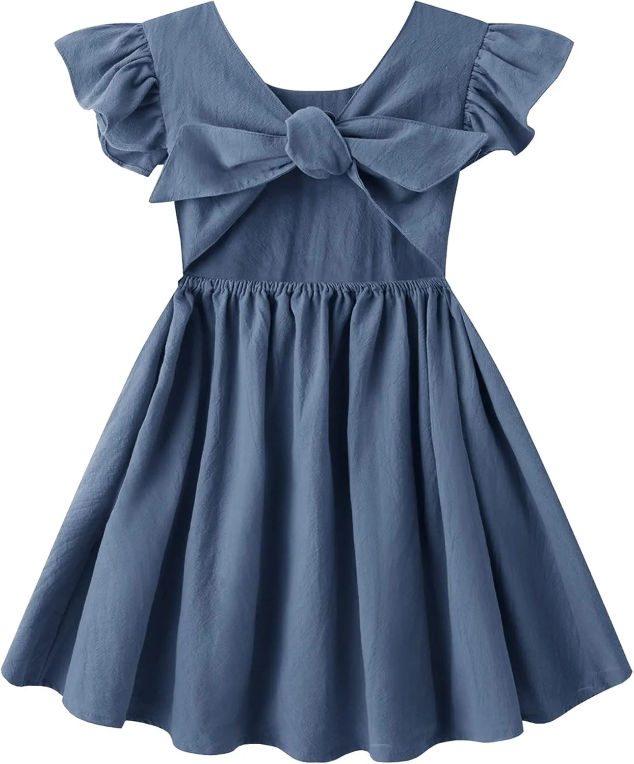 lymanchi Toddler Girls Linen Dress Ruffle Sleeveless Tie Back Halter Kid Baby Casual Dresses