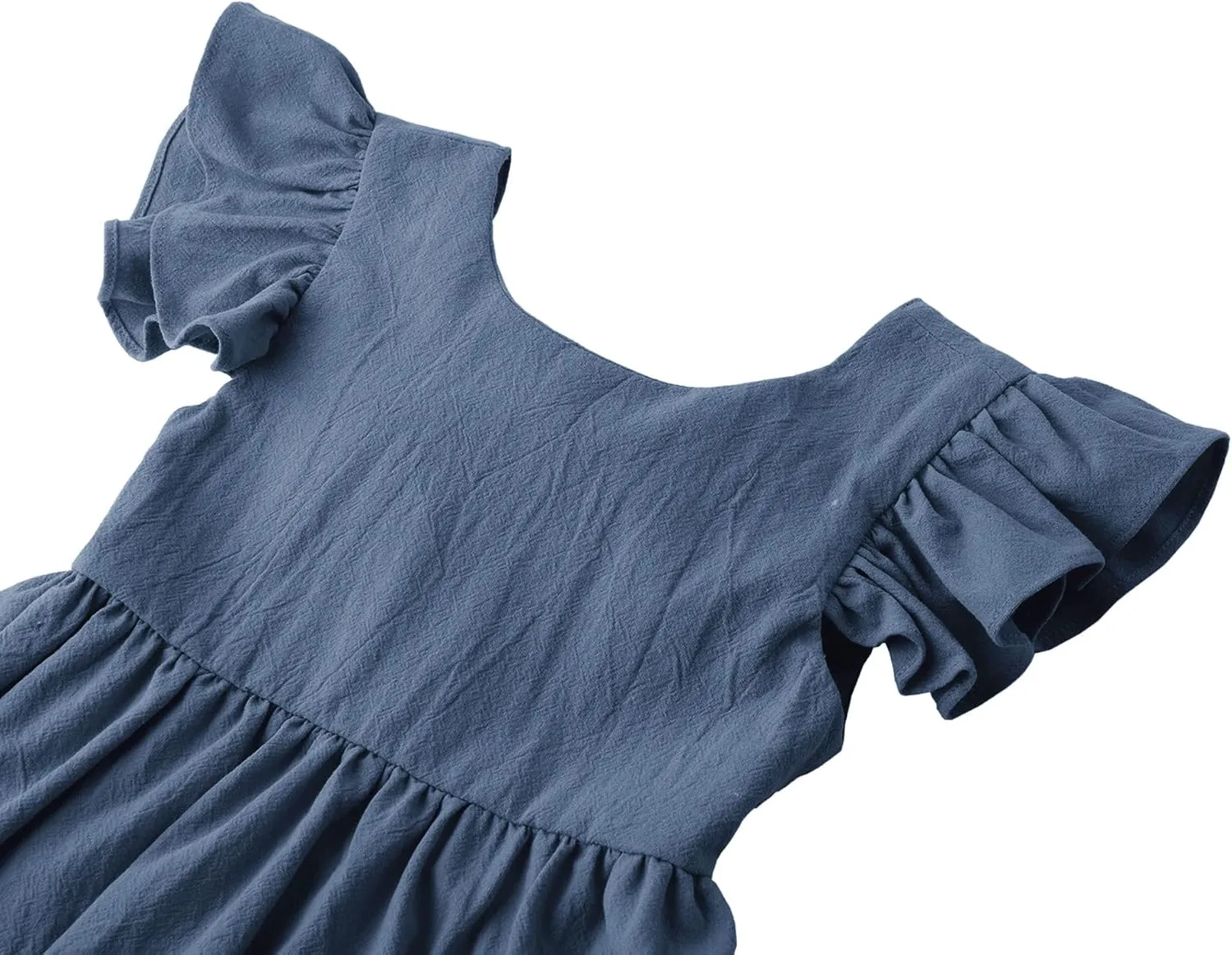 lymanchi Toddler Girls Linen Dress Ruffle Sleeveless Tie Back Halter Kid Baby Casual Dresses