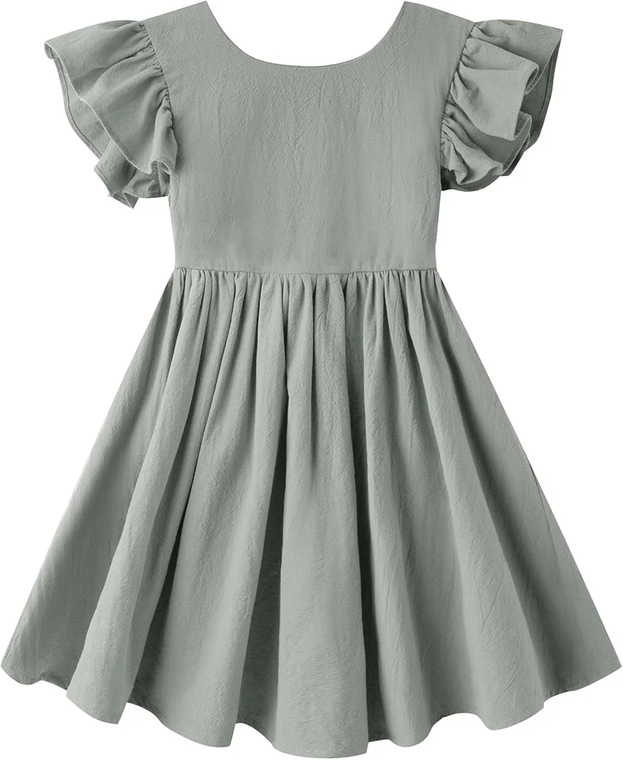 lymanchi Toddler Girls Linen Dress Ruffle Sleeveless Tie Back Halter Kid Baby Casual Dresses