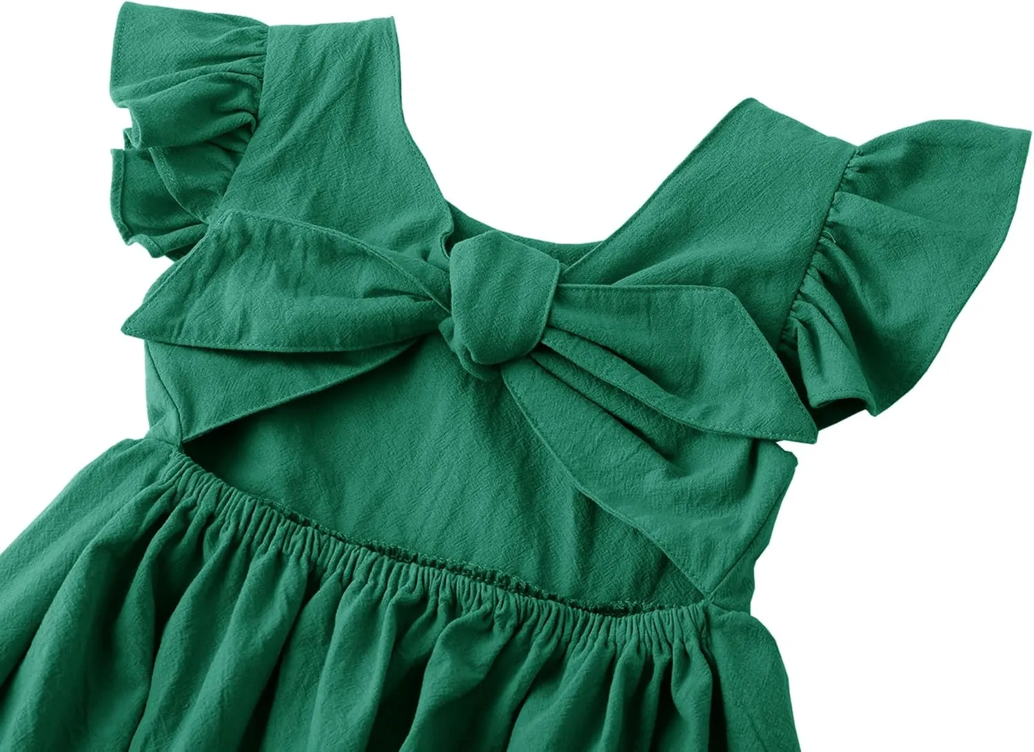 lymanchi Toddler Girls Linen Dress Ruffle Sleeveless Tie Back Halter Kid Baby Casual Dresses