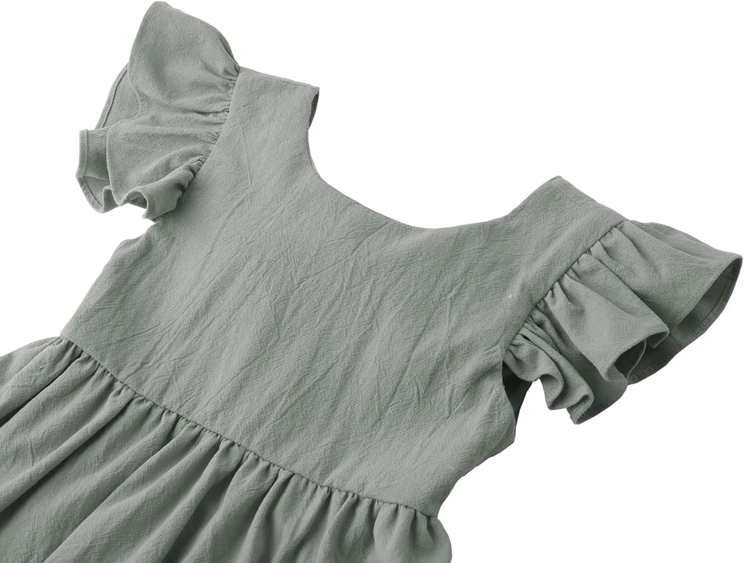 lymanchi Toddler Girls Linen Dress Ruffle Sleeveless Tie Back Halter Kid Baby Casual Dresses