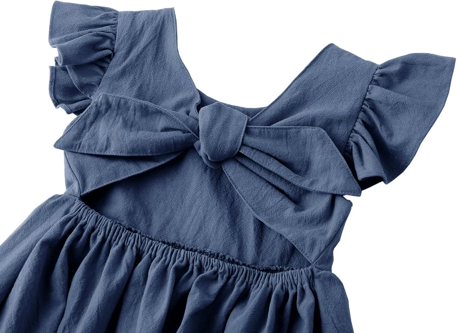 lymanchi Toddler Girls Linen Dress Ruffle Sleeveless Tie Back Halter Kid Baby Casual Dresses