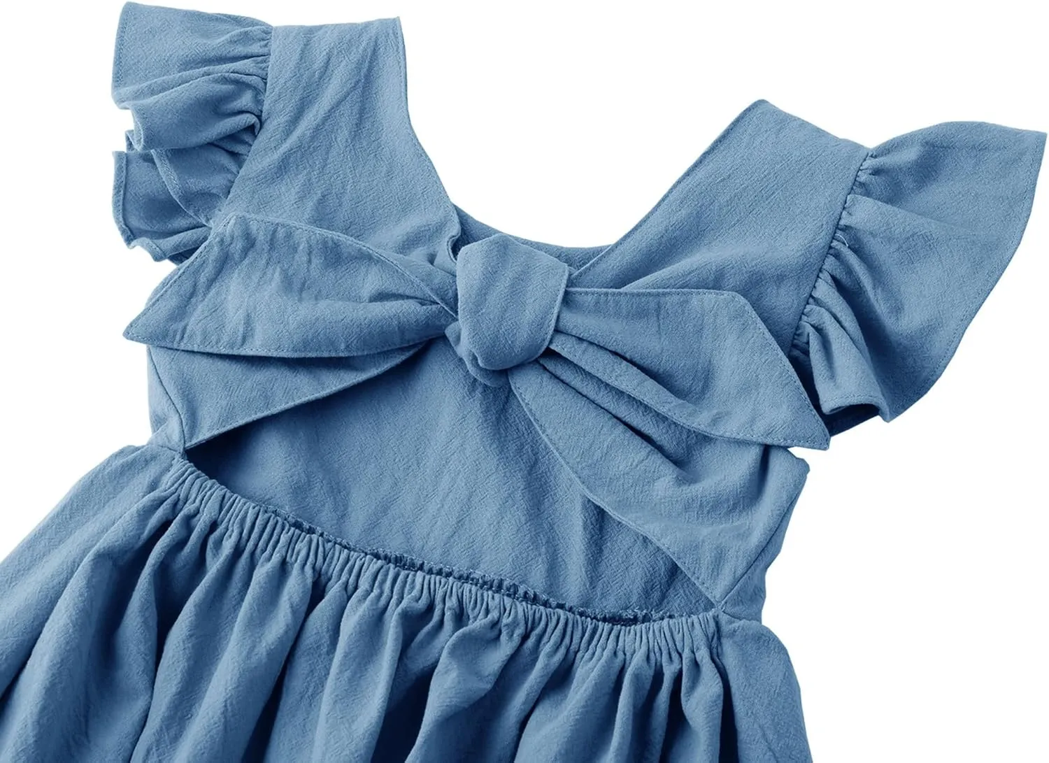 lymanchi Toddler Girls Linen Dress Ruffle Sleeveless Tie Back Halter Kid Baby Casual Dresses