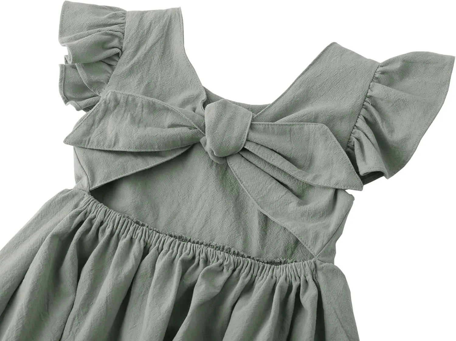 lymanchi Toddler Girls Linen Dress Ruffle Sleeveless Tie Back Halter Kid Baby Casual Dresses