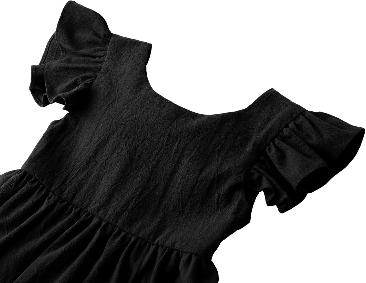 lymanchi Toddler Girls Linen Dress Ruffle Sleeveless Tie Back Halter Kid Baby Casual Dresses