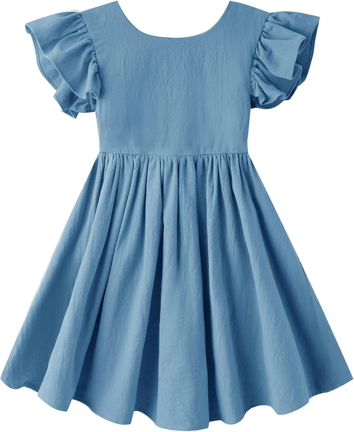 lymanchi Toddler Girls Linen Dress Ruffle Sleeveless Tie Back Halter Kid Baby Casual Dresses