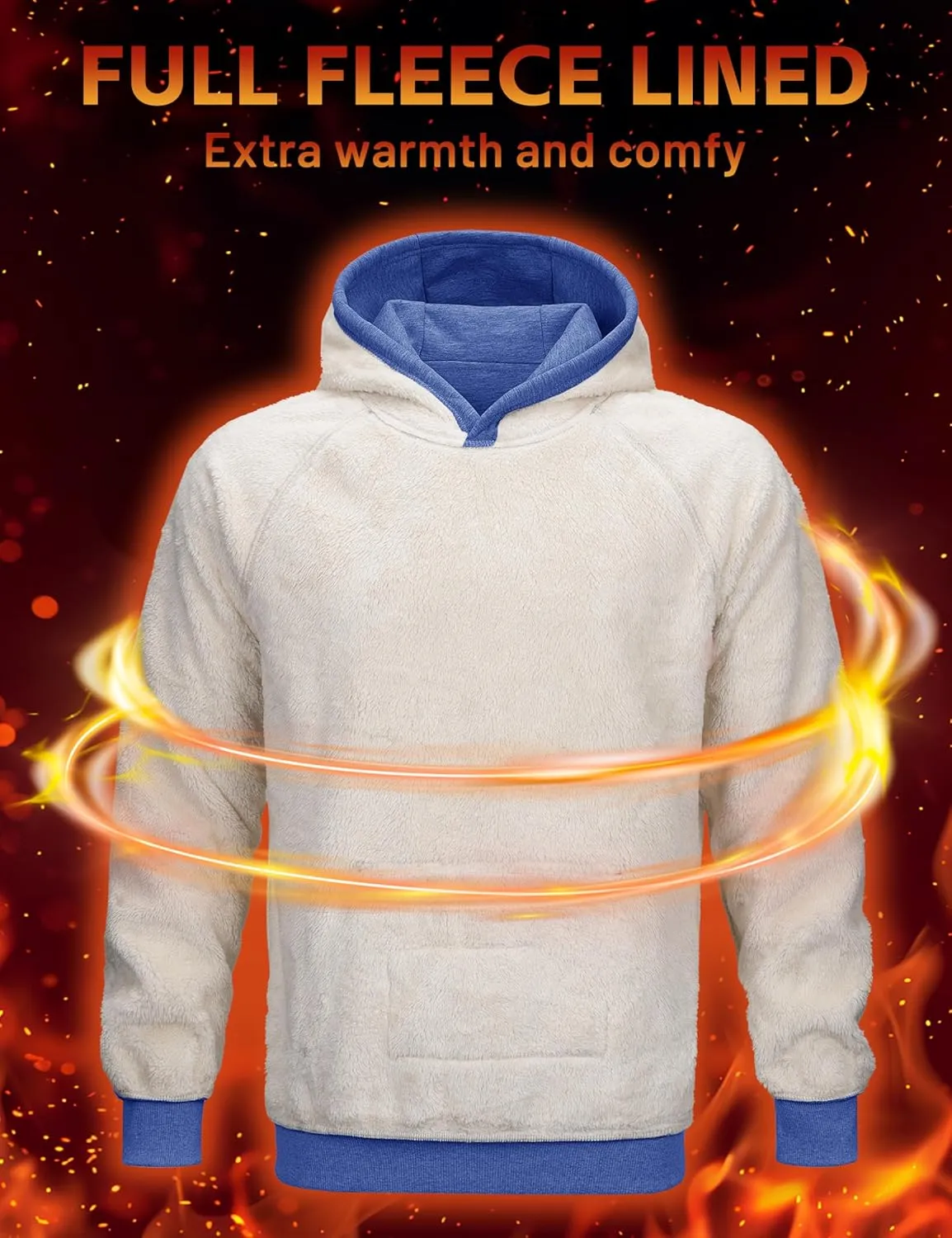 MAGCOMSEN Men's Sherpa Hoodie Heavyweight Fleece Lined Thick Winter Thermal Athletic Sweatshirt with Kangaroo Pocket