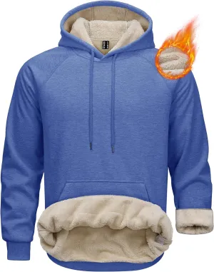MAGCOMSEN Men's Sherpa Hoodie Heavyweight Fleece Lined Thick Winter Thermal Athletic Sweatshirt with Kangaroo Pocket