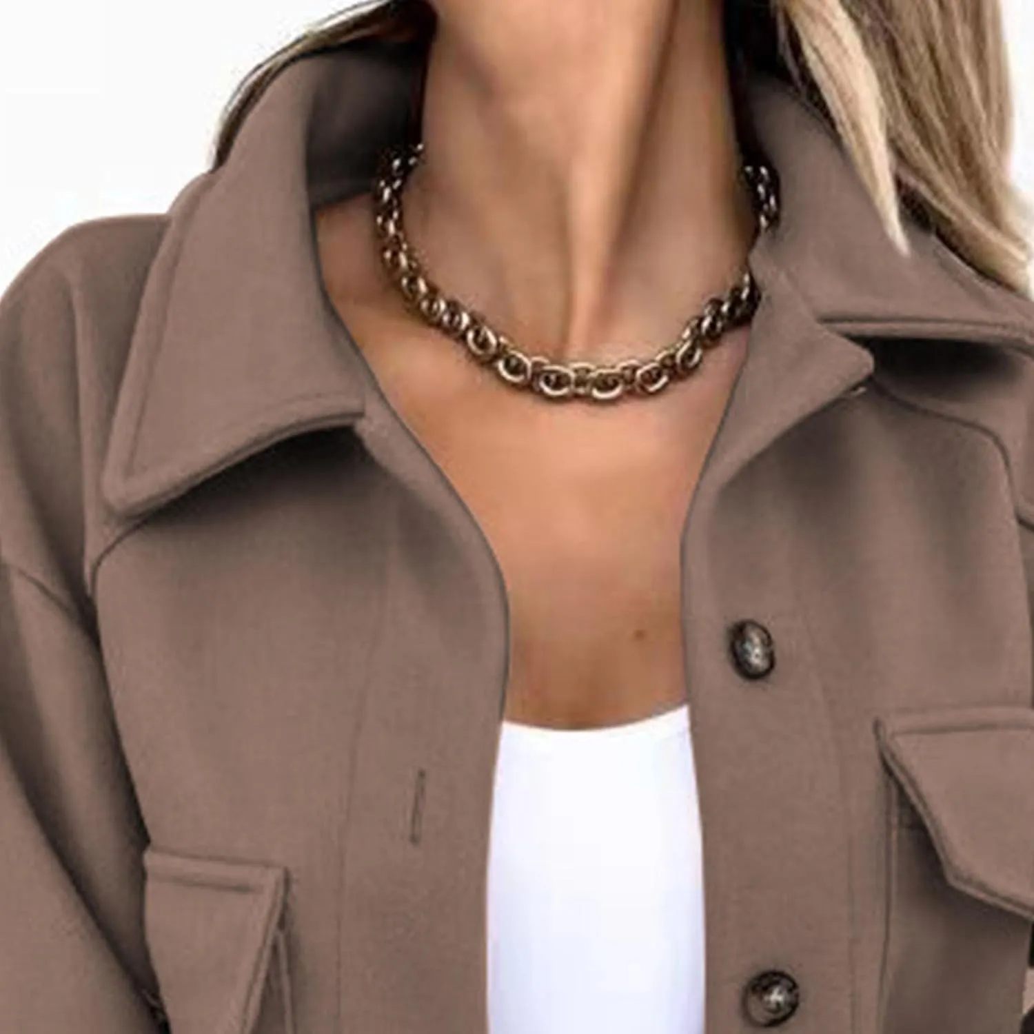Maiyifu-GJ Women's Casual Trench Coat Wool Blend Coats Jackets Lapel Single Breasted Overcoats Mid Length Outerwear