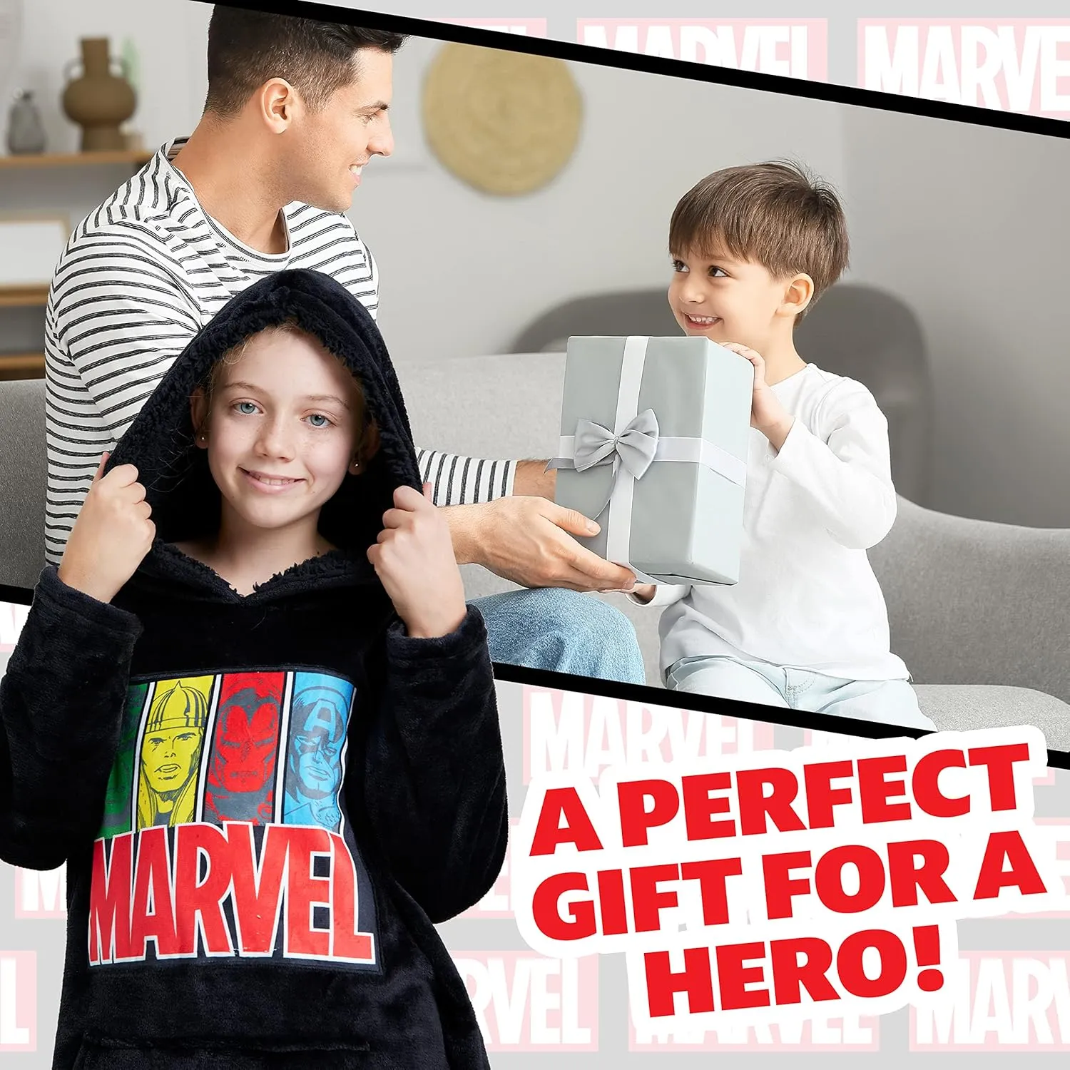 Marvel Iron Man Blanket Hoodie for Kids Cozy Fleece Avengers Wearable Blanket