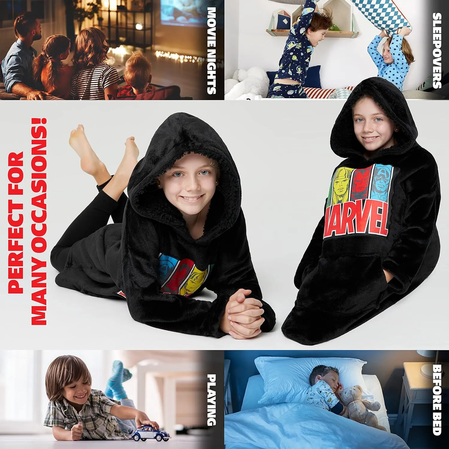 Marvel Iron Man Blanket Hoodie for Kids Cozy Fleece Avengers Wearable Blanket