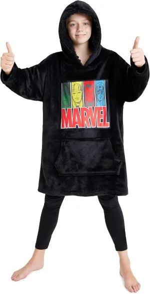 Marvel Iron Man Blanket Hoodie for Kids Cozy Fleece Avengers Wearable Blanket