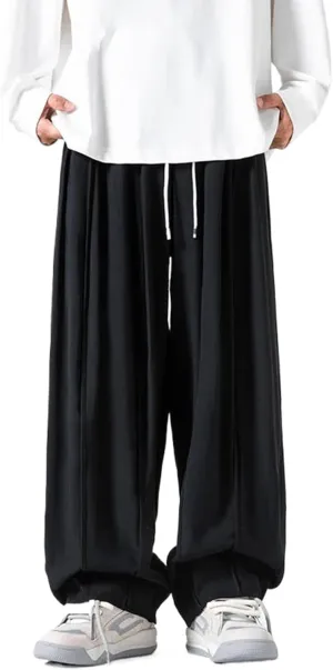 Men Korean Wide Leg Pants Men Loose Casual Harem Trousers Soild Color Japanese Streetwear Joggers Cargo Pants